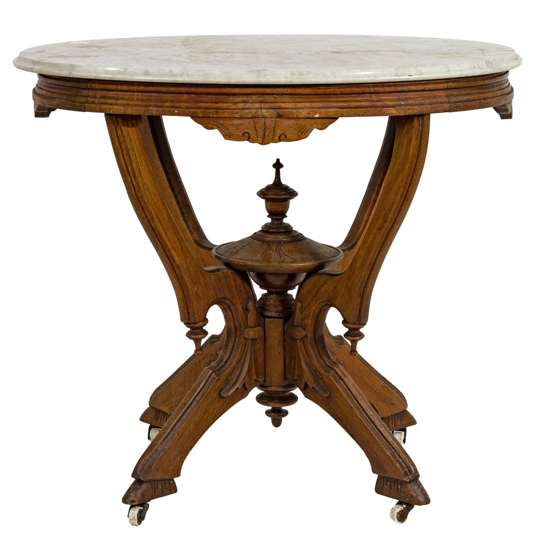 A VICTORIAN MARBLE TOP PARLOR TABLE