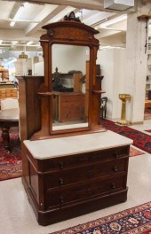 A VICTORIAN MARBLE-TOP WALNUT