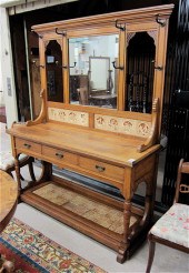 A VICTORIAN OAK AND CERAMIC TI