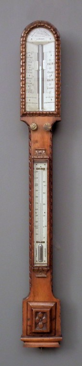 A Victorian oak cased stick ba