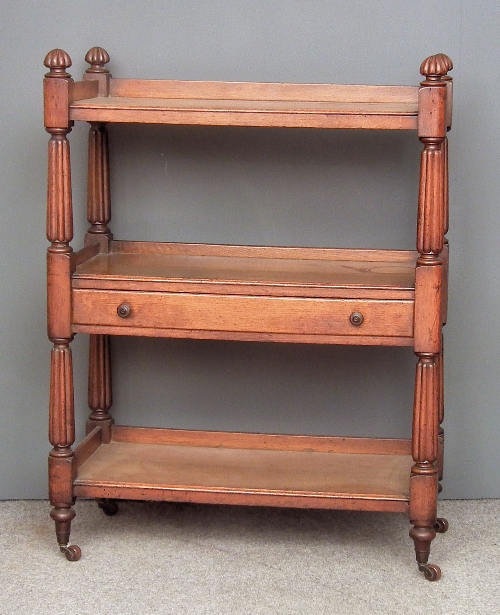 A Victorian oak three tier tray top
