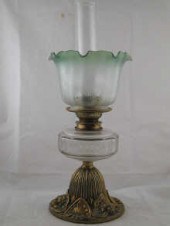 A Victorian oil lamp the facet