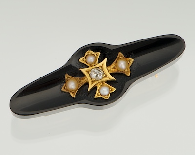 A Victorian Onyx Mourning Brooch