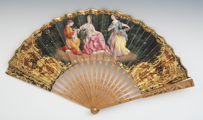 A Victorian Painted Fan Painted