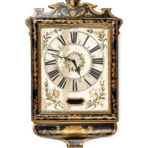 A Victorian Painted Wall Clock 19th
