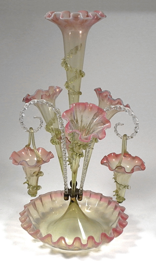 A Victorian pale green and ruby