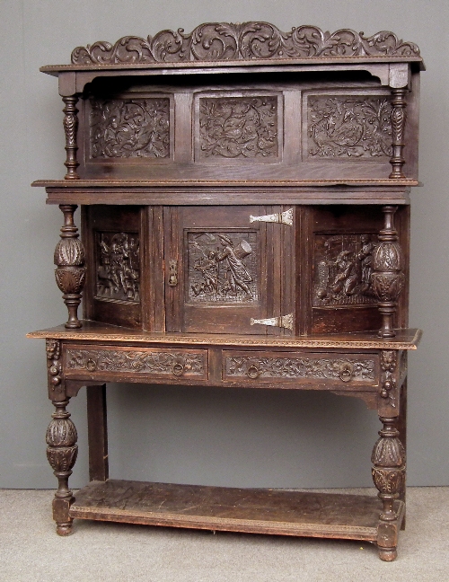 A Victorian panelled oak buffet