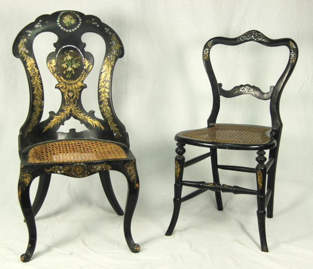 A Victorian papier mach? chair with