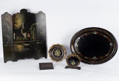 A Victorian papier-mâché and