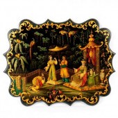 A Victorian papier-mâché panel