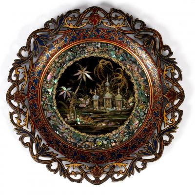 A Victorian papier-mâché plate by