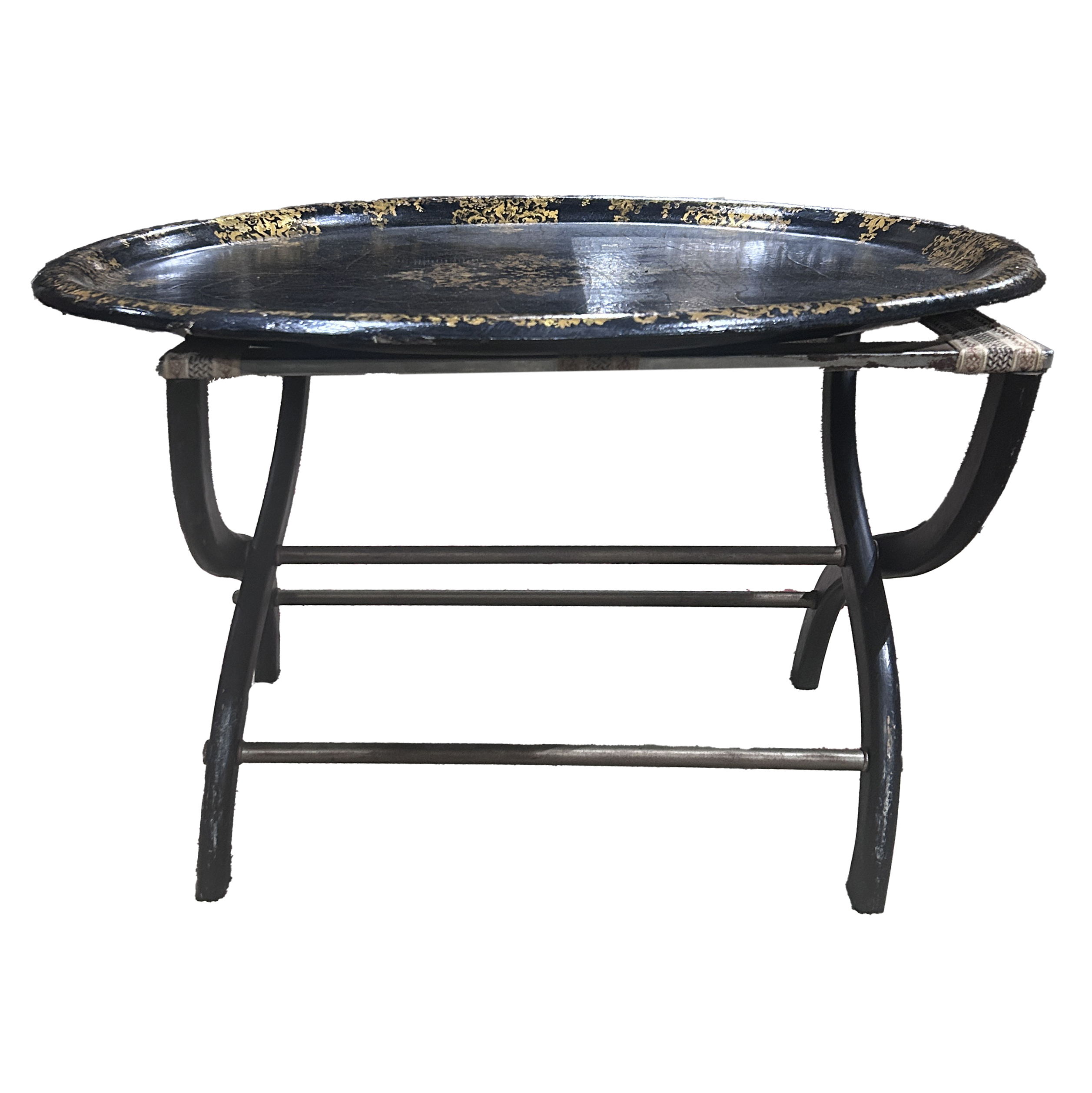 A VICTORIAN PAPIER MACHE TRAY ON