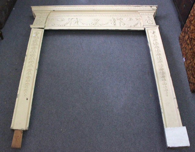A Victorian pine chimney piece
