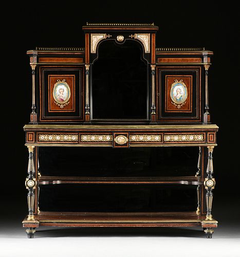 A VICTORIAN PORCELAIN MOUNTED THUYA