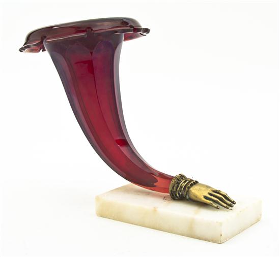 *A Victorian Ruby Glass Bronze