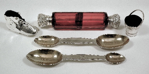 A Victorian ruby glass double ended