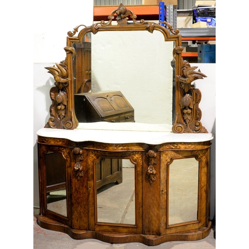 A Victorian serpentine walnut and