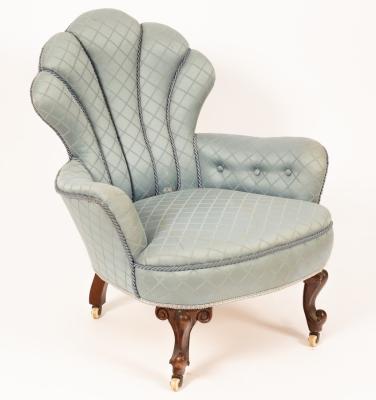A Victorian shell-back chair on