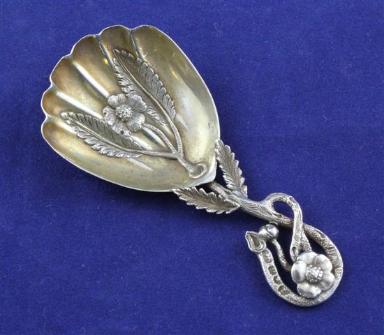 A Victorian silver caddy spoon with
