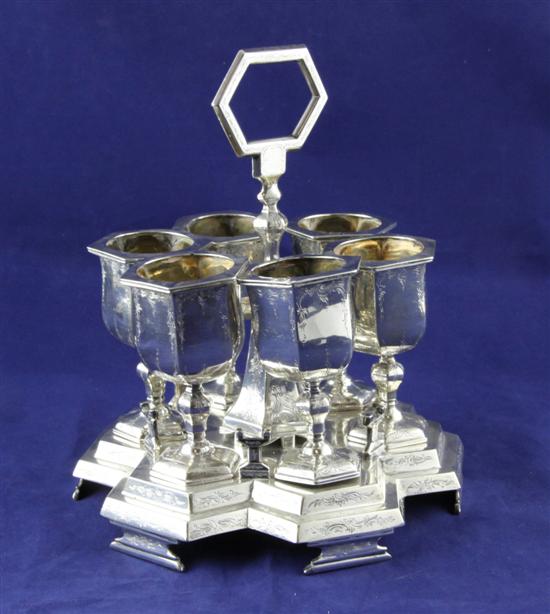 A Victorian silver egg cruet of