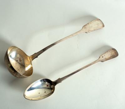 A Victorian silver fiddle pattern