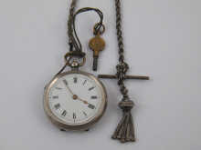 A Victorian silver fob watch on