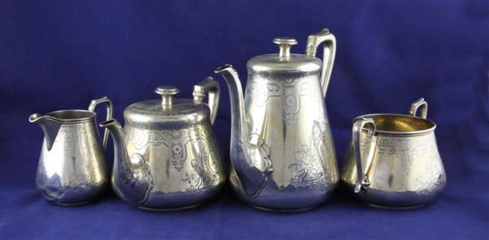 A Victorian silver four piece tea