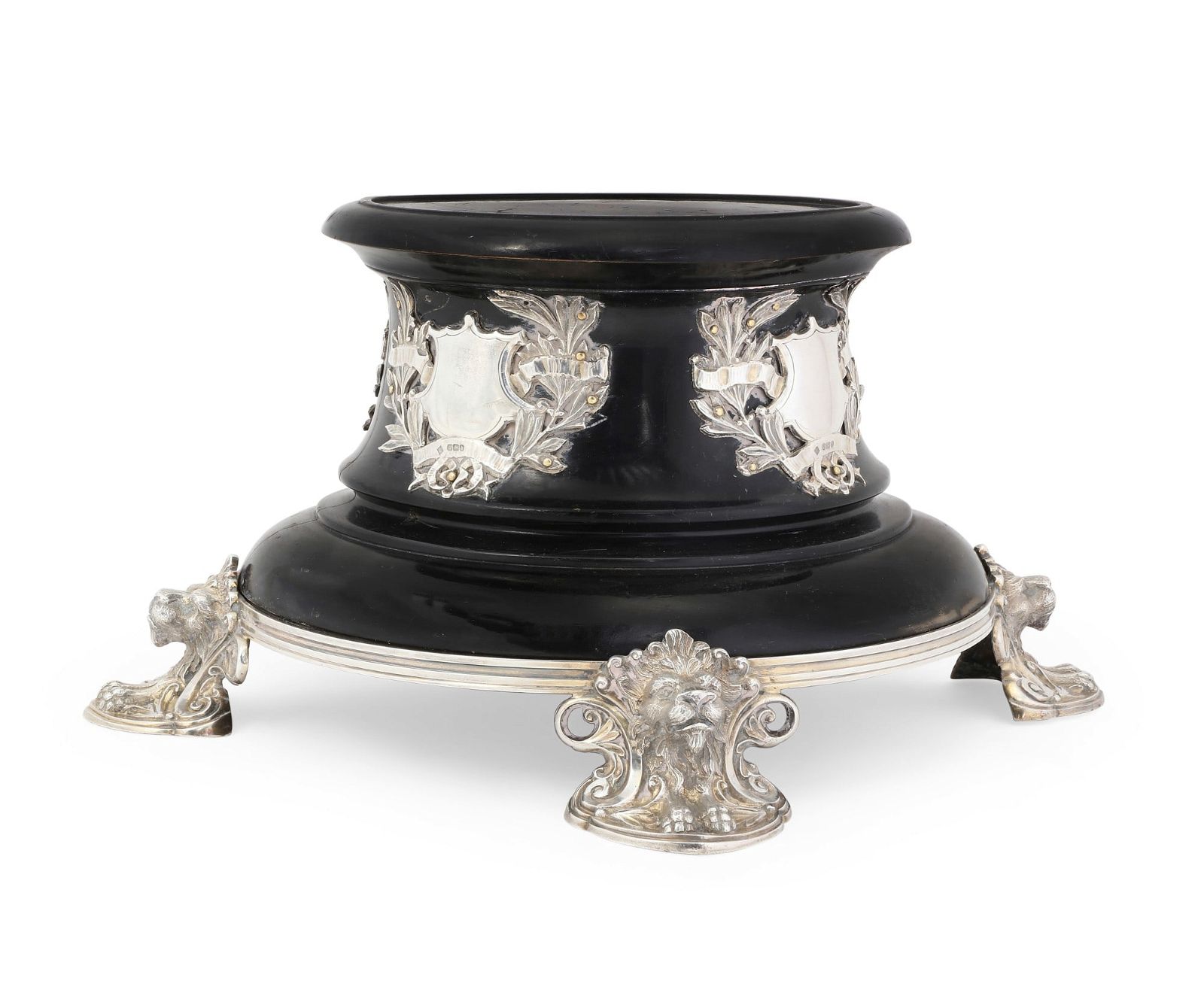 A VICTORIAN SILVER MOUNTED EBONIZED