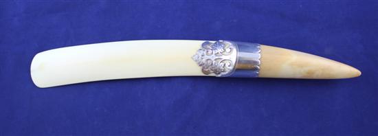 A Victorian silver mounted ivory