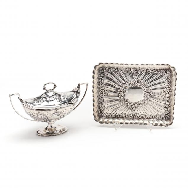 A VICTORIAN SILVER SAUCE TUREEN AND