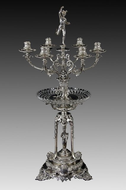 A Victorian silver six-light
