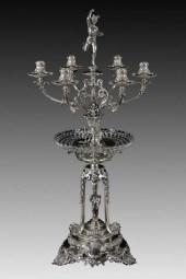A Victorian silver six-light c