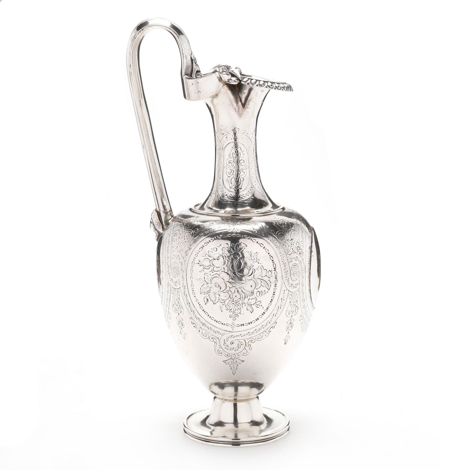 A VICTORIAN SILVER WINE EWER,