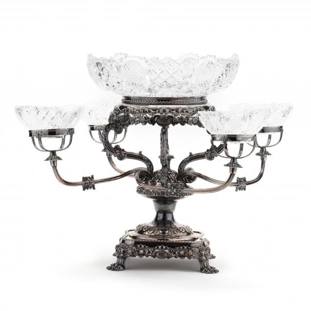 A VICTORIAN SILVERPLATE EPERGNE