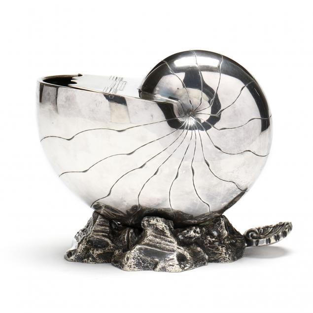 A VICTORIAN SILVERPLATE NAUTILUS