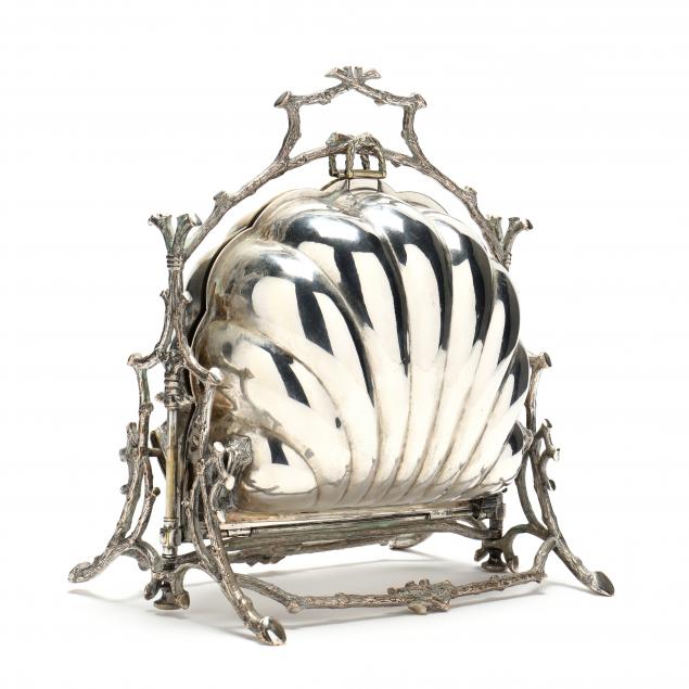 A VICTORIAN SILVERPLATE SHELL AND