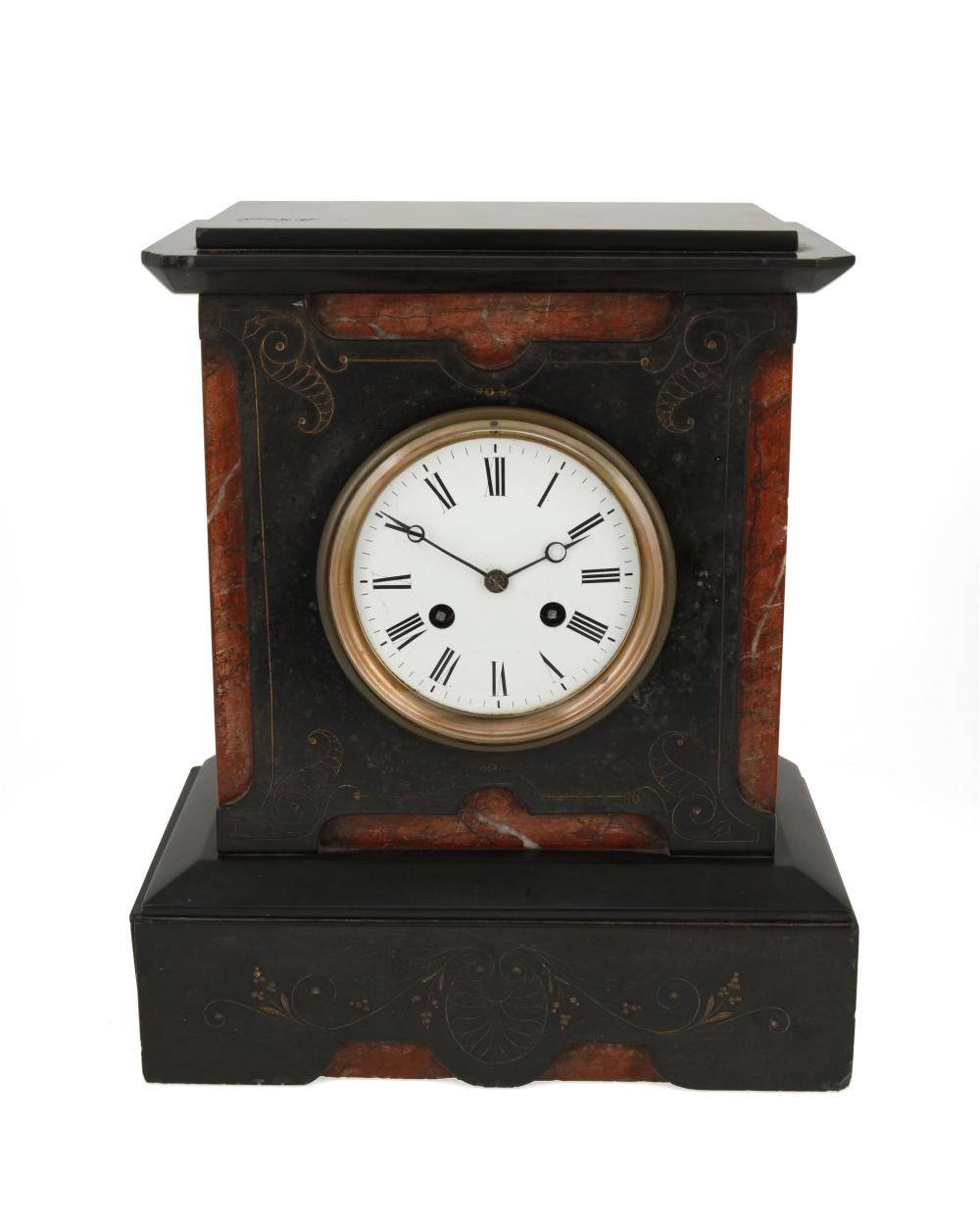 A VICTORIAN SLATE AND MARBLE MANTLE