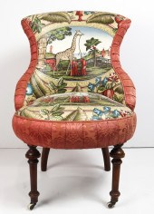 A VICTORIAN SLIPPER CHAIR A Vi
