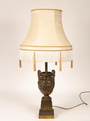 A Victorian style brass table lamp,