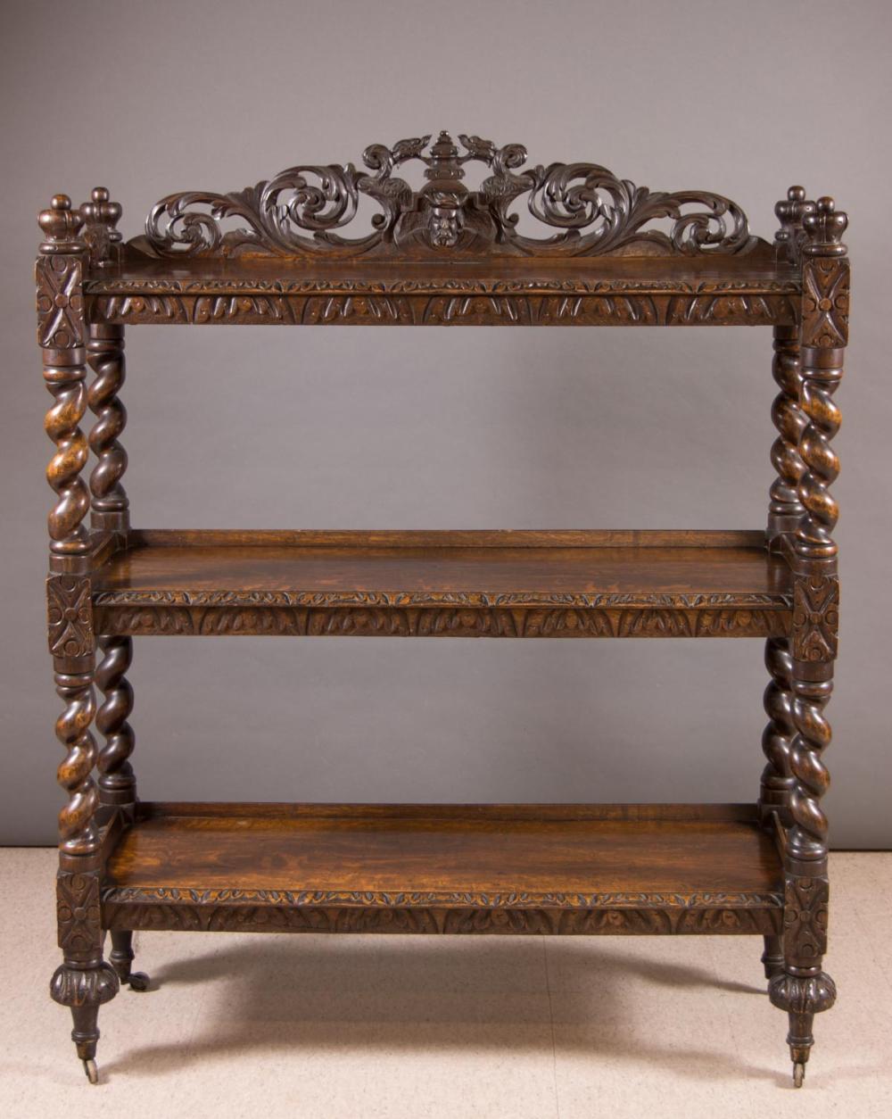 A VICTORIAN THREE-TIER OAK