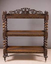 A VICTORIAN THREE-TIER OAK SER