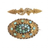 A Victorian turquoise brooch,