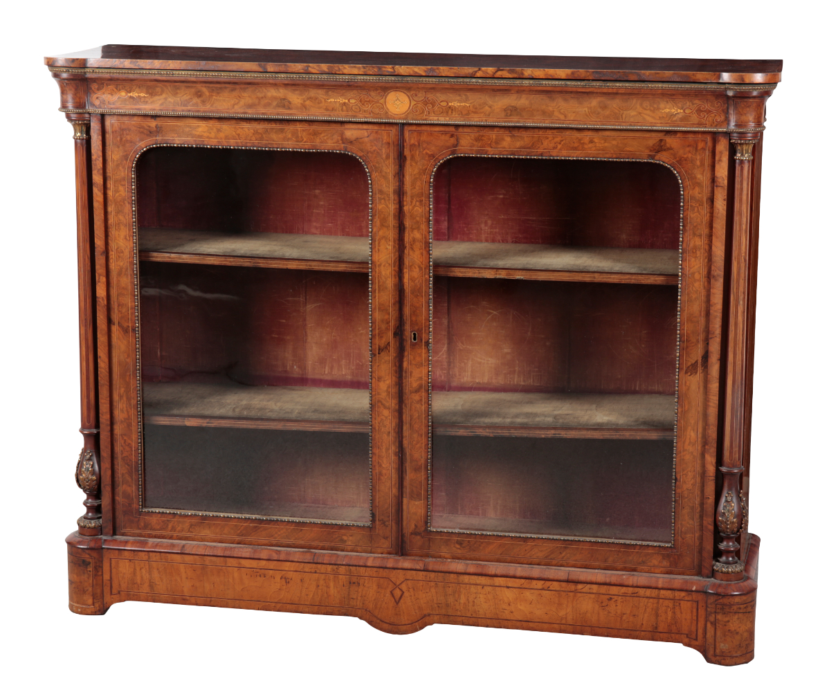 A VICTORIAN WALNUT, BURR WALNUT AND