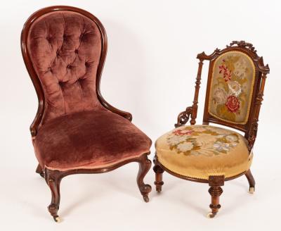 A Victorian walnut chair with