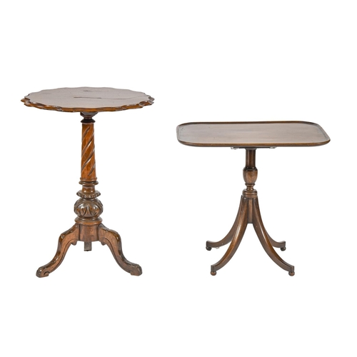 A Victorian walnut tripod table,