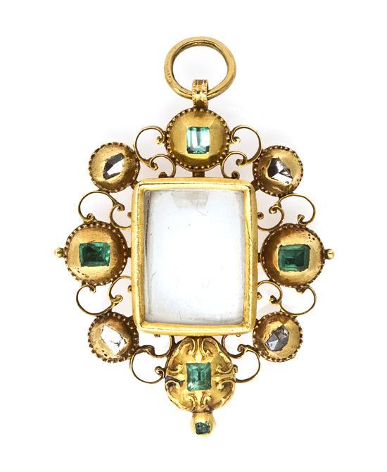 A Victorian Yellow Gold Emerald and