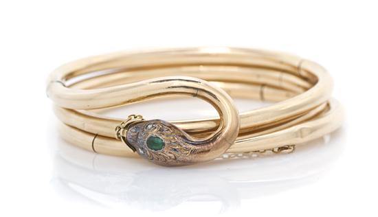 A Victorian Yellow Gold Emerald and
