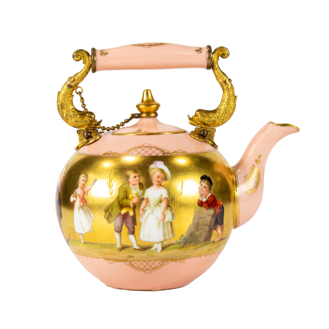 A VIENNA PORCELAIN GILT BRONZE
