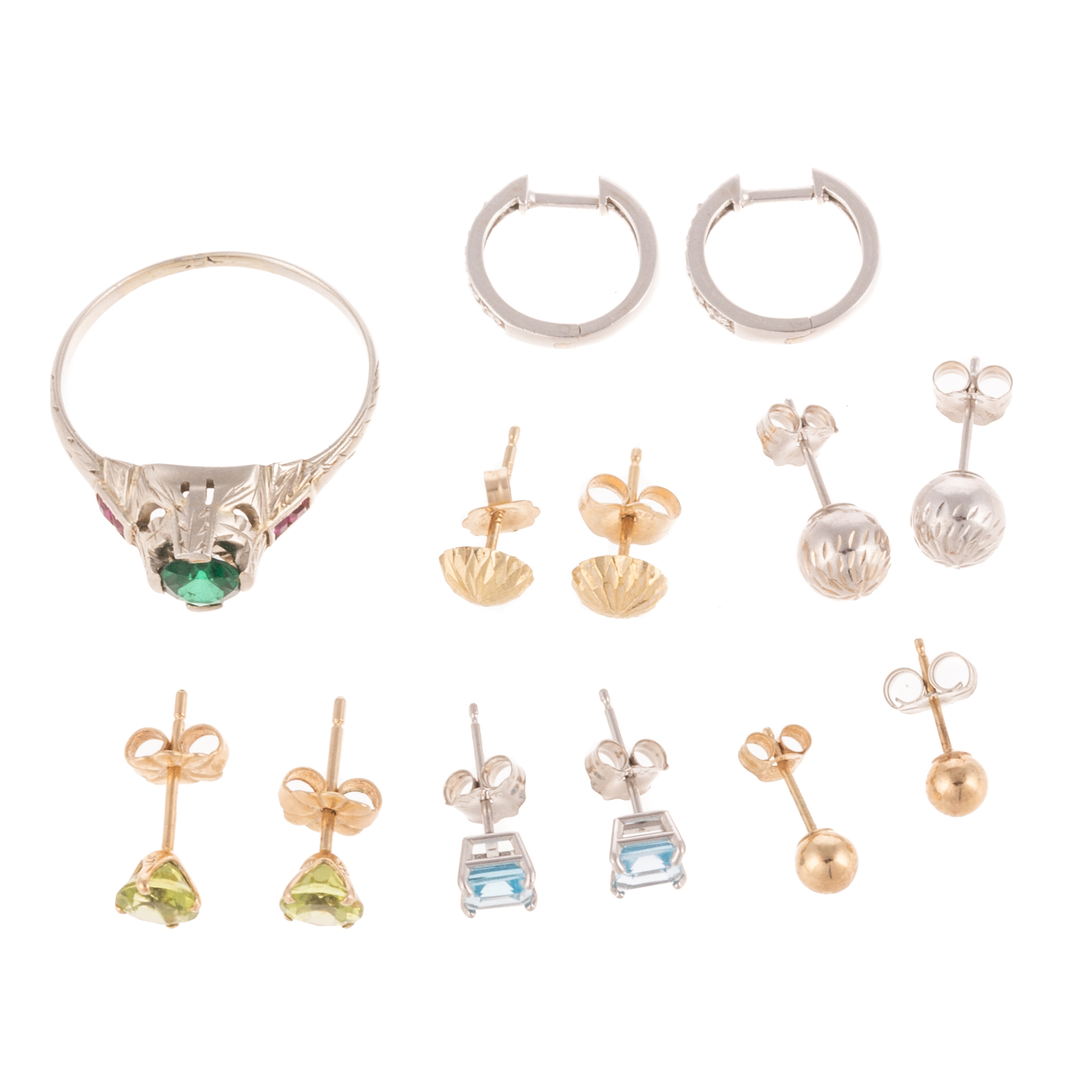 A VINTAGE 20K GEMSTONE RING & 6