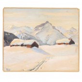 A VINTAGE ALPINE LANDSCAPE PAI